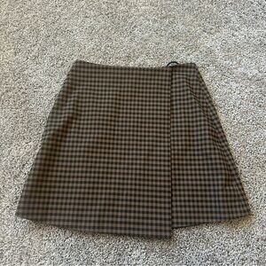 Gianni Bini Checkered Mini Skirt - Brown and Black